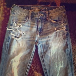American eagle super stretch light blue jean